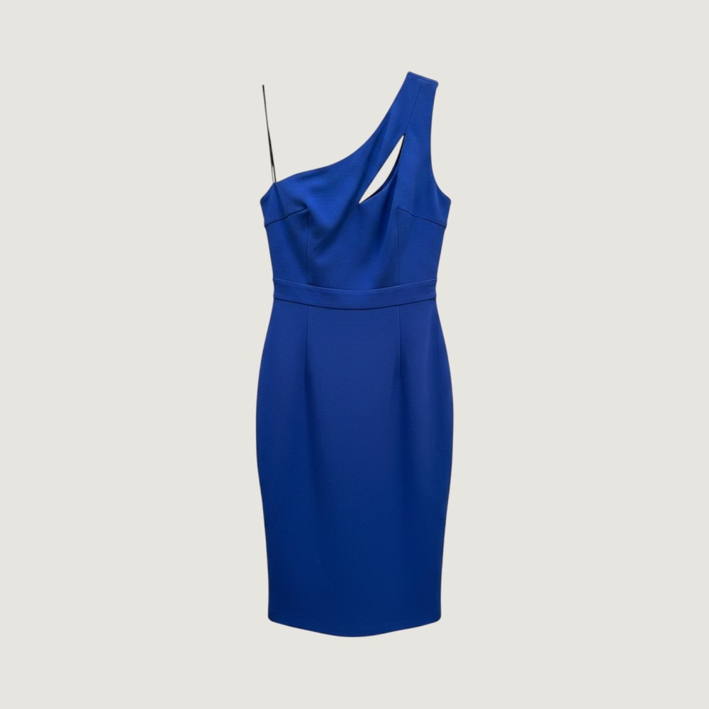 Felicity & Coco Womens Royal Blue One Shoulder Cutout Sheath Dress Medium NWT